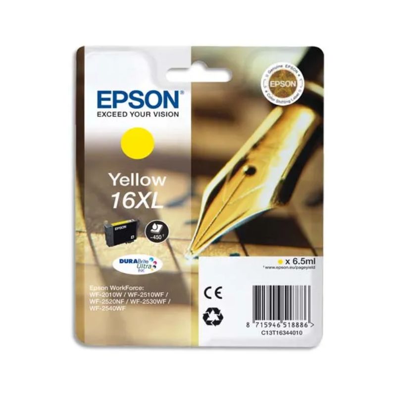 EPSON Cartouche Jet d'Encre DURABrite Ultra Jaune XL ''Stylo à plume'' 16 - C13T16344012 EPSON Cartouche Jet d'Encre DURABrite Ultra Jaune XL ''Stylo à plume'' 16 - C13T16344012