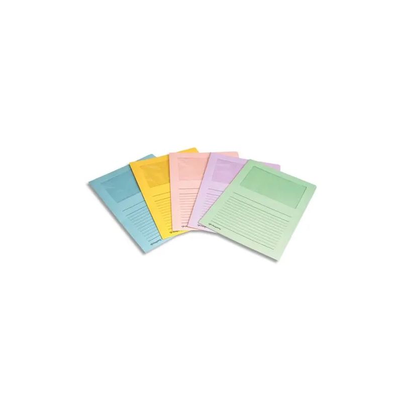 PERGAMY Paquet 100 pochettes coin en carte 120g avec fenêtre. Dimensions 22 x 31 cm. Coloris ass pastel PERGAMY Paquet 100 pochettes coin en carte 120g avec fenêtre. Dimensions 22 x 31 cm. Coloris ass pastel