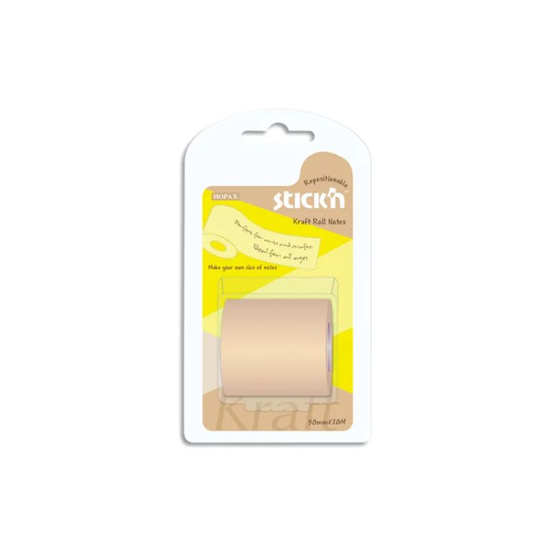 STICK'N Rouleau de note repositionnable en papier kraft avec dévidoir. 50 mm x 10 m. STICK'N Rouleau de note repositionnable en papier kraft avec dévidoir. 50 mm x 10 m.