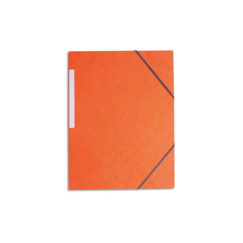 PERGAMY Chemise simple à élastique en carte lustrée 5/10eme 390g. Coloris Orange. Dimensions 24x32cm