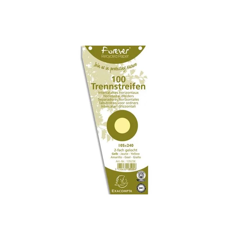 EXACOMPTA Paquet de 100 intercalaires trapèze Jaune. Perforation 2 trous EXACOMPTA Paquet de 100 intercalaires trapèze Jaune. Perforation 2 trous