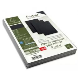 EXACOMPTA Paquet 100 plat couverture FOREVER rigide, grain cuir, 270 g, certifié Ange Bleu, Noir A4 2783C