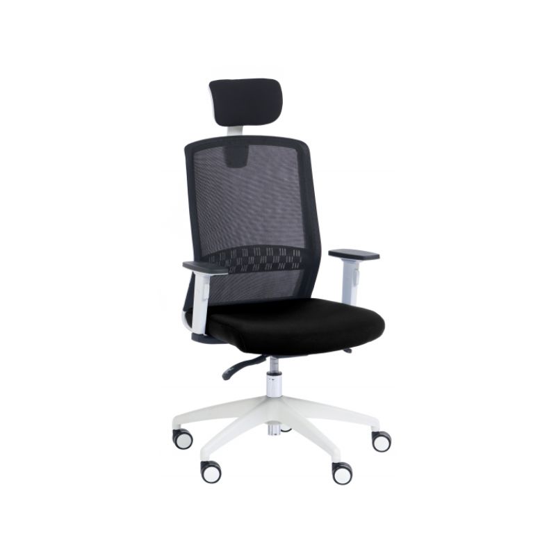 FAUTEUILSCOTT SYNCHRONE NOIR/NOIR STRUCTURE BLANCHE AVEC APPUI-TÊTE FAUTEUILSCOTT SYNCHRONE NOIR/NOIR STRUCTURE BLANCHE AVEC APPUI-TÊTE