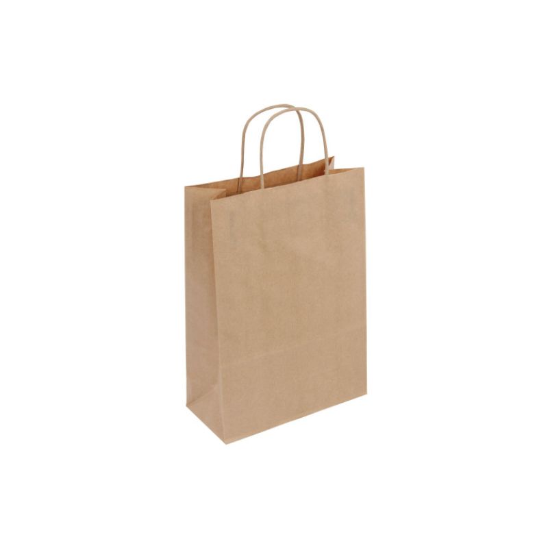 Lot 50 sacs en papier kraft brun 70 g/m². Poignées torsadées. Dimensions 22x31cm Soufflets latéraux 10 cm Lot 50 sacs en papier kraft brun 70 g/m². Poignées torsadées. Dimensions 22x31cm Soufflets latéraux 10 cm