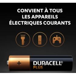 DURACELL Piles alcalines AAA Plus 100%, 1.5V LR03 MN2400, lot de 12 piles