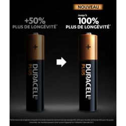 DURACELL Piles alcalines AAA Plus 100%, 1.5V LR03 MN2400, lot de 12 piles