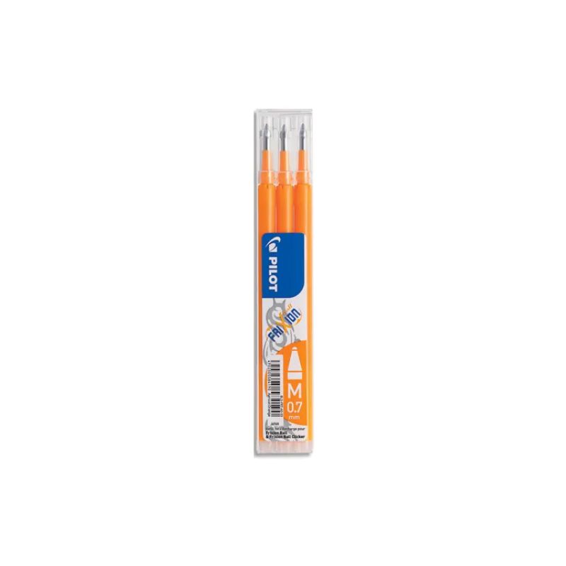 PILOT Set de 3 recharges pour roller FriXion Ball 07. Pointe moyenne 0,7 mm. Encre Orange Abricot