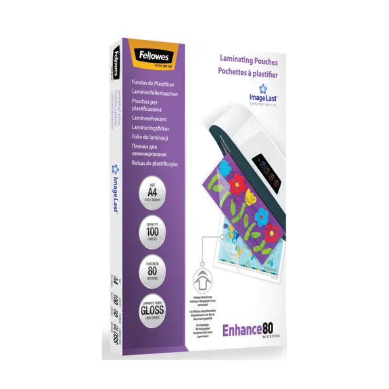 FELLOWES Pack de 100 pochettes Imagelast A4 80 microns 5306114 FELLOWES Pack de 100 pochettes Imagelast A4 80 microns 5306114