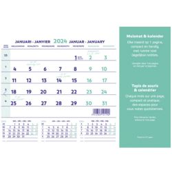 BREPOLS Calendrier mensuel tapis souris 1841, rabat PVC transparent, 14 feuilles, 23x18cm