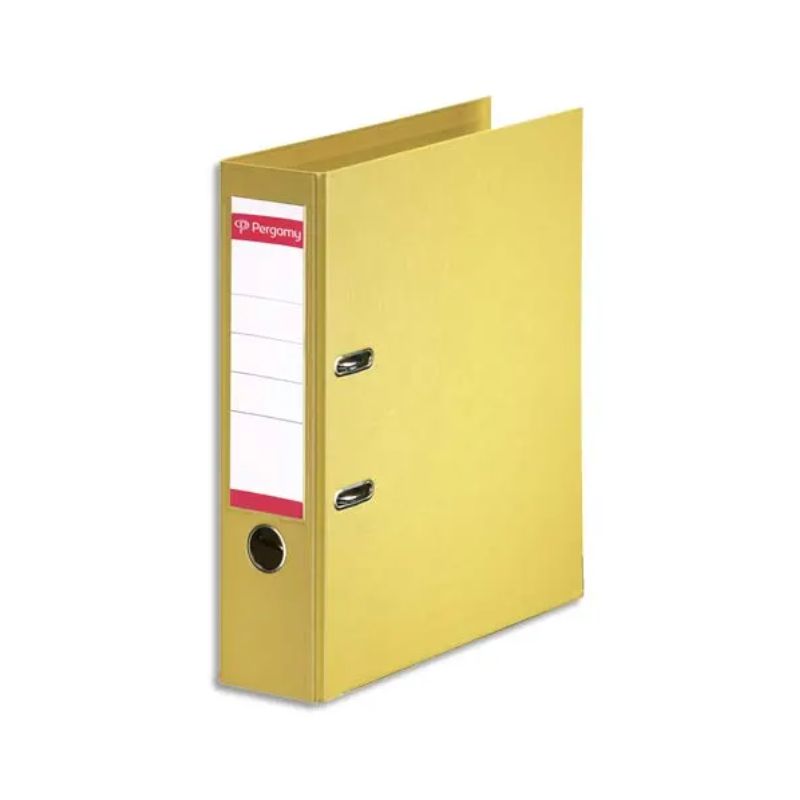 PERGAMY Classeur à levier en polypropylène intérieur/extérieur. Dos 8cm. Format A4. Coloris jaune