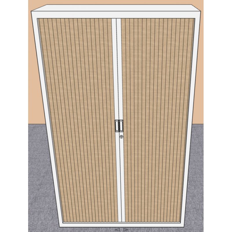 Armoire métal L120xH198, rideau chêne, structure blanche Armoire métal L120xH198, rideau chêne, structure blanche