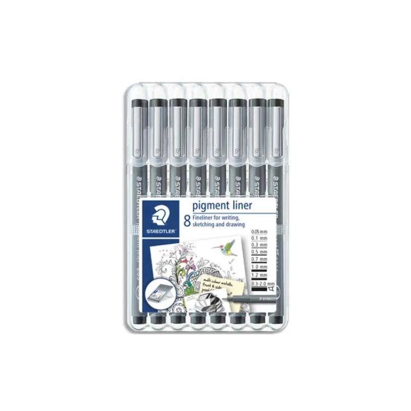 STAEDTLER Etui chevalet 8 feutres Noirs pointe calibrée 0,05/0,1/0,2/0,3/0,5/0,7/1,0/1,2/C2 STAEDTLER Etui chevalet 8 feutres Noirs pointe calibrée 0,05/0,1/0,2/0,3/0,5/0,7/1,0/1,2/C2