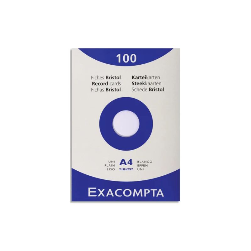 EXACOMPTA Etui de 100 fiches bristol non perforées 210x297mm (A4) unies Blanc EXACOMPTA Etui de 100 fiches bristol non perforées 210x297mm (A4) unies Blanc