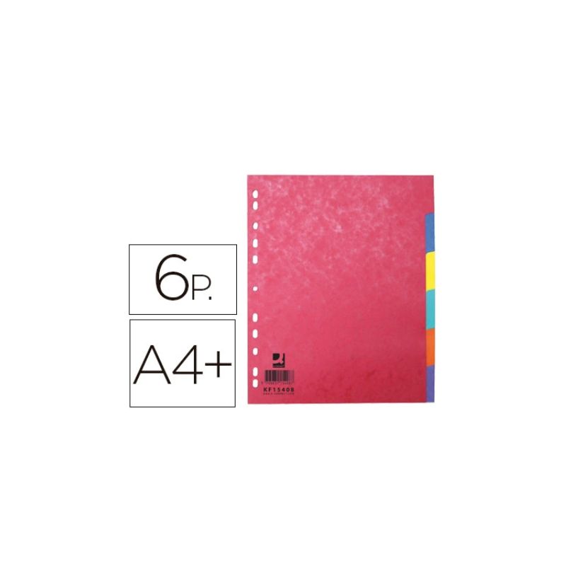 Intercalaire q-connect carte lustrée 225g 6 positions a4+ 212x310mm. Intercalaire q-connect carte lustrée 225g 6 positions a4+ 212x310mm.