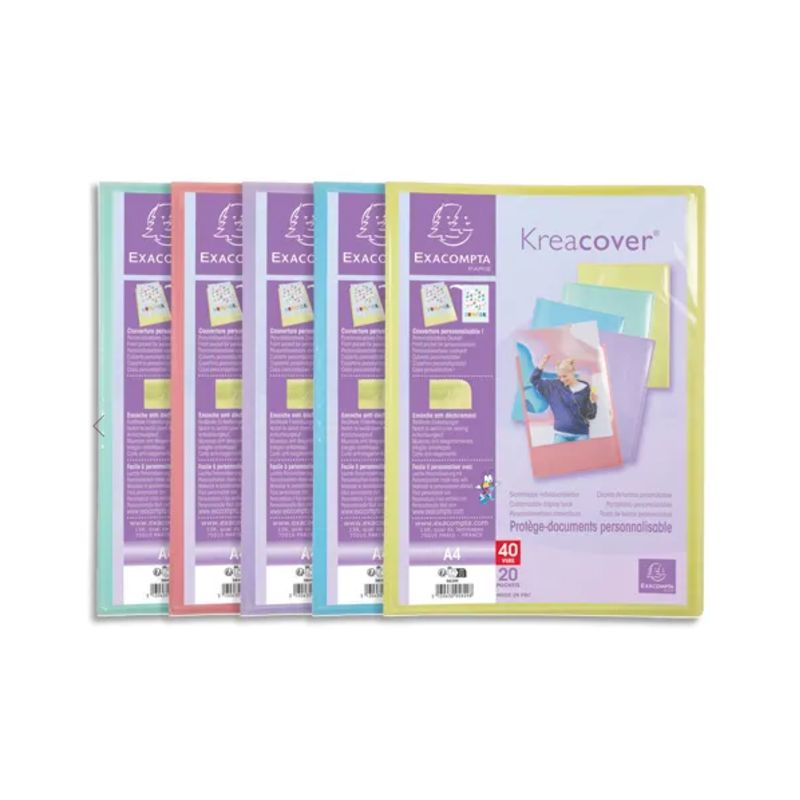 EXACOMPTA Protège-documents personnalisable PP KREACOVER 40 vues. Coloris assortis pastel EXACOMPTA Protège-documents personnalisable PP KREACOVER 40 vues. Coloris assortis pastel